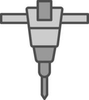 martillo neumático línea lleno escala de grises icono diseño vector