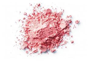 aplastada rosado sonrojo maquillaje polvo dispersión en un blanco antecedentes foto