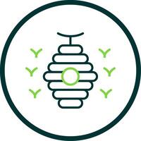 Bee Hive Line Circle Icon Design vector