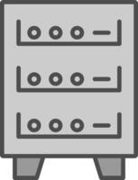 servidor gabinete línea lleno escala de grises icono diseño vector