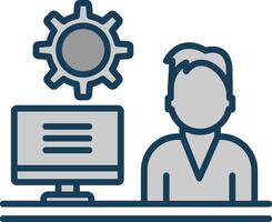 Admin Work Line Filled Greyscale Icon Design vector