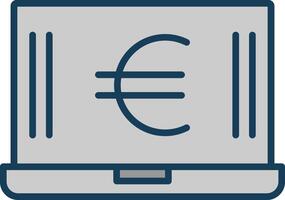 Euro Laptop Line Filled Greyscale Icon Design vector