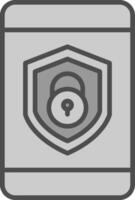 seguridad móvil bloquear línea lleno escala de grises icono diseño vector