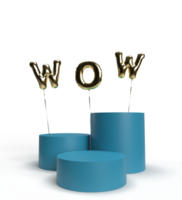 Wow text golden yellow orange balloon text font calligraphy podium blue gradient background wallpaper object icon stage presentation art message element surprise design halftone scene stage circle art png