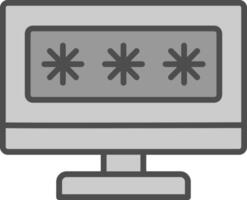 Security Computer Password Line Filled Greyscale Icon Design vector