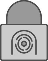 seguridad cesta huella dactilar línea lleno escala de grises icono diseño vector