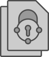 seguridad archivo conectar línea lleno escala de grises icono diseño vector