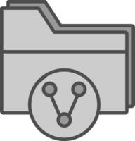 Folder Share Line Filled Greyscale Icon Design vector