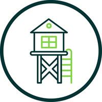 Lifeguard Tower Line Circle Icon Design vector