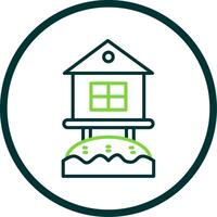 Beach Hut Line Circle Icon Design vector