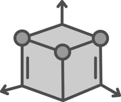 3d Modeling Line Filled Greyscale Icon Design vector
