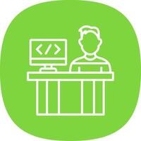 Programmer Line Curve Icon Design vector