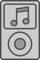 música jugador línea lleno escala de grises icono diseño vector