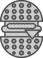 hamburguesa línea lleno escala de grises icono diseño vector