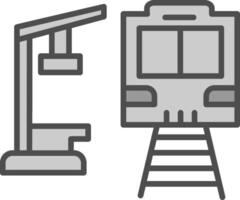 tren estación línea lleno escala de grises icono diseño vector