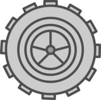 neumático línea lleno escala de grises icono diseño vector