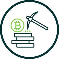 Bitcoin Mining Line Circle Icon Design vector