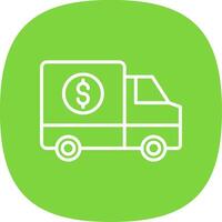 dinero transporte línea curva icono diseño vector