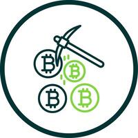 Bitcoin Mining Line Circle Icon Design vector