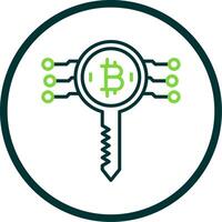 Bitcoin Key Line Circle Icon Design vector