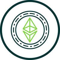 Ethereum Coin Line Circle Icon Design vector