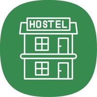 Hostal línea curva icono diseño vector