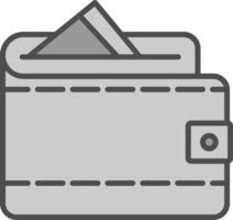 billetera línea lleno escala de grises icono diseño vector