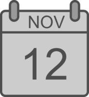 noviembre línea lleno escala de grises icono diseño vector