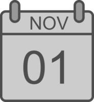 November Line Filled Greyscale Icon Design vector