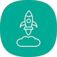 Rocket Launch Line Curve Icon Design vector