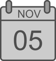 noviembre línea lleno escala de grises icono diseño vector