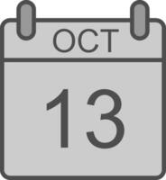 October Line Filled Greyscale Icon Design vector