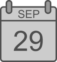 September Line Filled Greyscale Icon Design vector