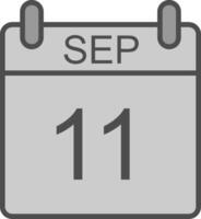 September Line Filled Greyscale Icon Design vector