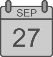 September Line Filled Greyscale Icon Design vector