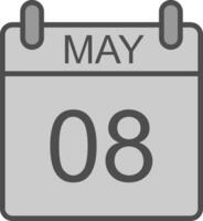 May Line Filled Greyscale Icon Design vector