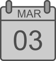 March Line Filled Greyscale Icon Design vector