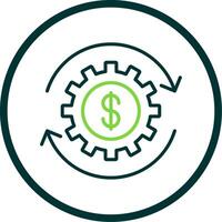 dinero trabajando línea circulo icono diseño vector