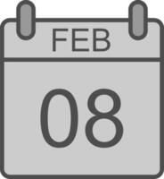 febrero línea lleno escala de grises icono diseño vector
