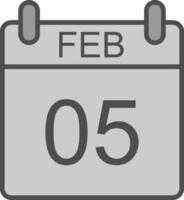 February Line Filled Greyscale Icon Design vector