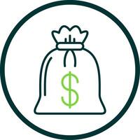 Bag Of Money Line Circle Icon Design vector