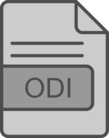 ODI File Format Line Filled Greyscale Icon Design vector