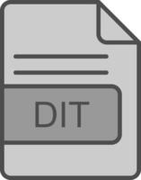 DIT File Format Line Filled Greyscale Icon Design vector