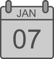 January Line Filled Greyscale Icon Design vector