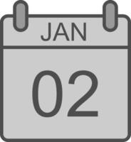 January Line Filled Greyscale Icon Design vector