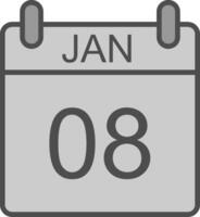 January Line Filled Greyscale Icon Design vector