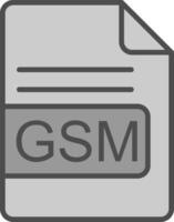 gsm archivo formato línea lleno escala de grises icono diseño vector