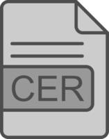 CER File Format Line Filled Greyscale Icon Design vector