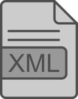 xml archivo formato línea lleno escala de grises icono diseño vector