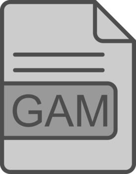 GAM File Format Line Filled Greyscale Icon Design vector